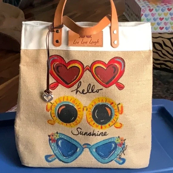 Brighton Bags Nwot Brighton Sunny Shades Burlap Tote Live Love